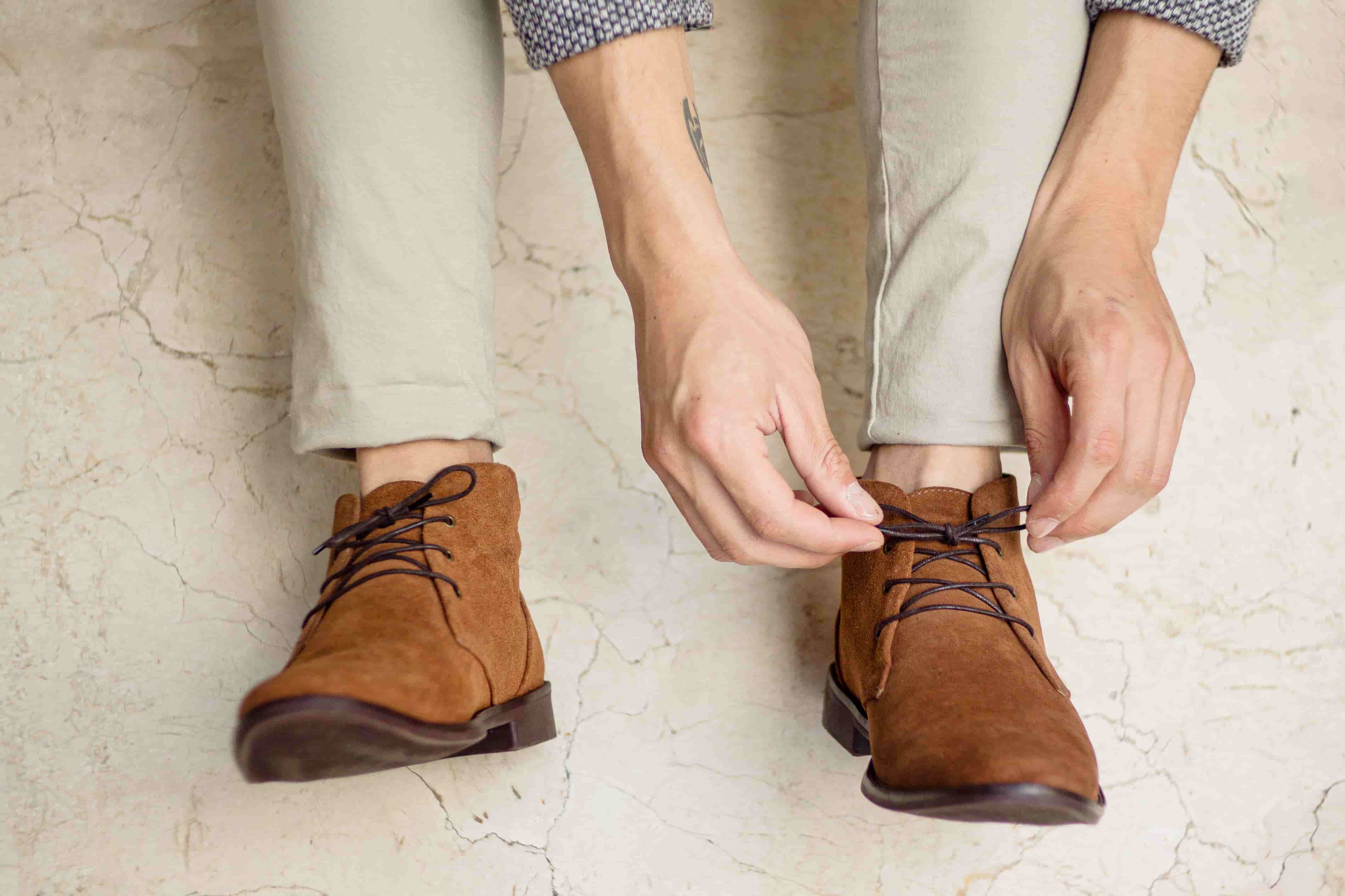 Botas Chukka Café en cuero para hombre
