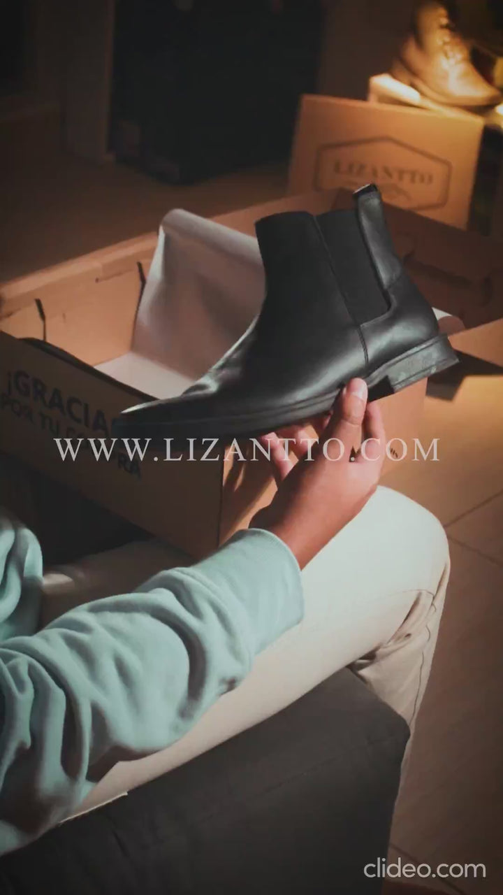 Botas Hombre Chelsea Cuero Liso Negra