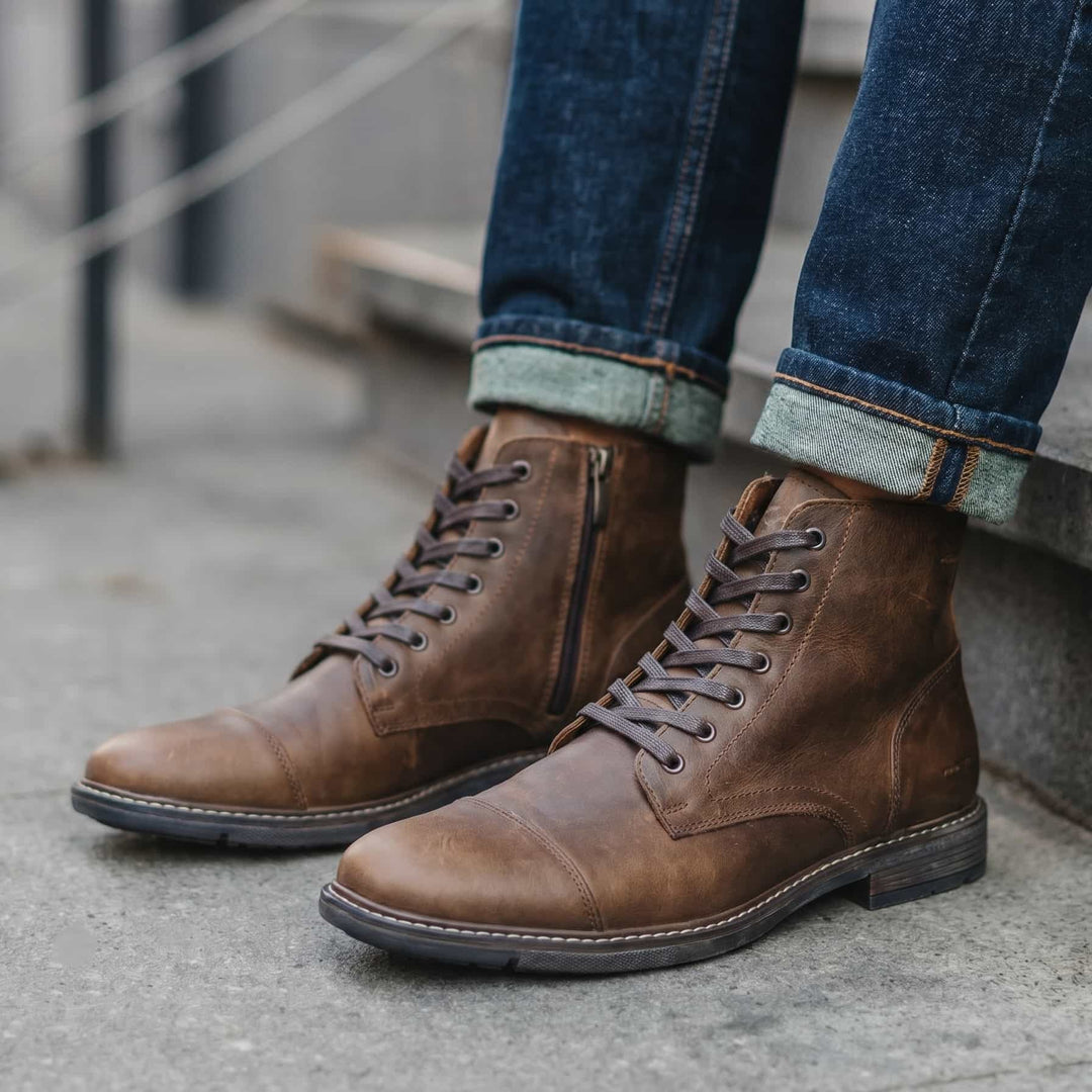 botas en cuero para hombre